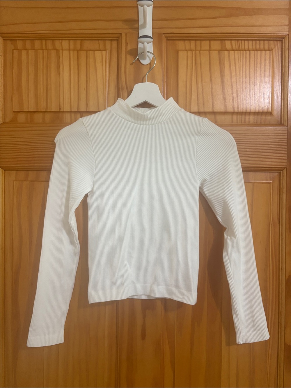 Nordstrom White Ribbed Long-Sleeve Crop Top Size XS